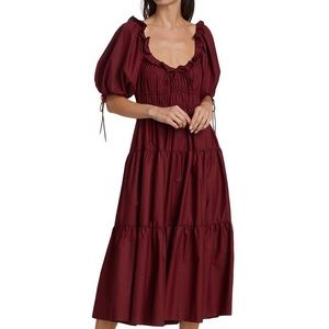 EN SAISON - Puff Sleeve Tiered Cotton Midi-Dress. New with tags!